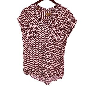 Jachs Girlfriend Button Down Patterned Tencel Blouse Size Small